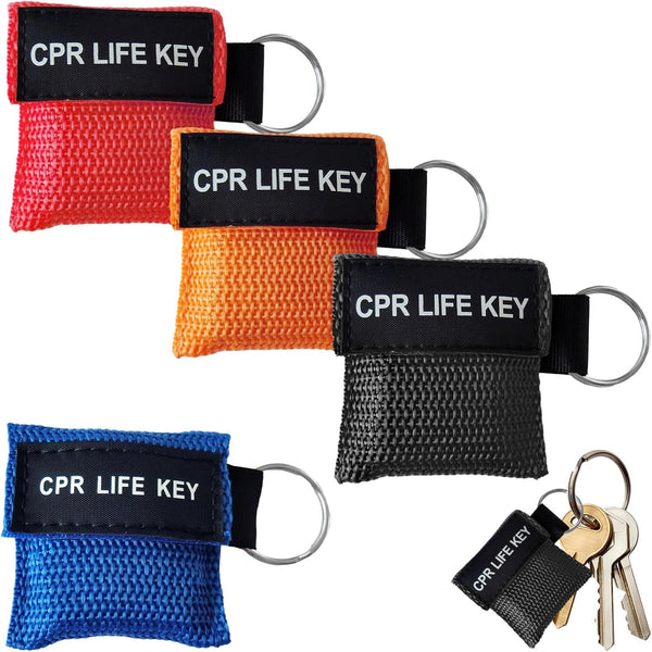 CPR Face Shields Keyring,4 Pcs with Breathing Choking Rescue Device,Portable CPR Mask Keychain,Emergency anti Choking Device UK for Accident Prevention Ventilation Face Shield First Aid