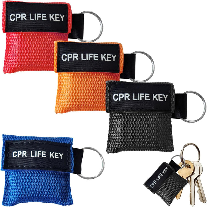 CPR Face Shields Keyring,4 Pcs with Breathing Choking Rescue Device,Portable CPR Mask Keychain,Emergency anti Choking Device UK for Accident Prevention Ventilation Face Shield First Aid