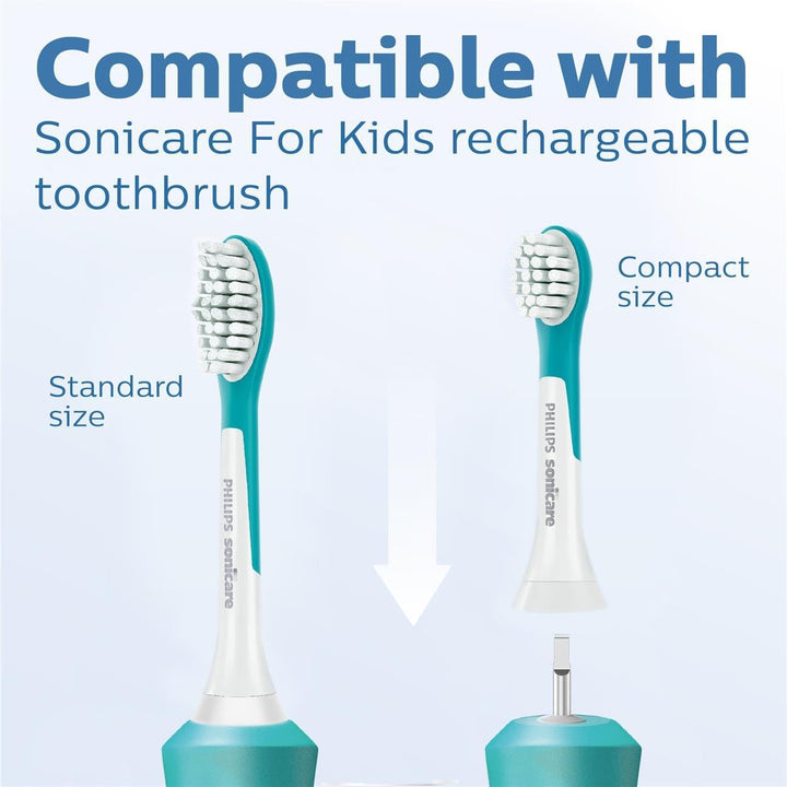 Sonicare for Kids Original Compact Sonic Toothbrush Heads for 3+-Year-Old Kids – 4 Unit Pack in Blue (Model HX6034/33)