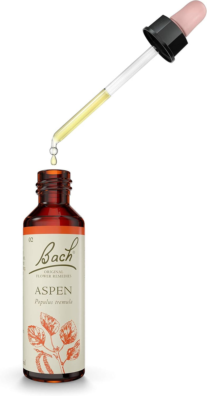 Bach Original Flower Remedies (Aspen) Face Your Fears, Feel Secure, Emotional Wellness, Natural Flower Essence, 20Ml