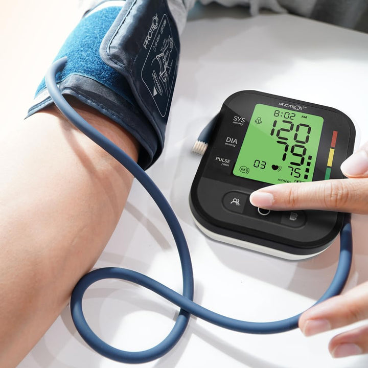 Proteqt Arm Blood Pressure Monitor: Dual User, Approved NHS UK Blood Pressure Monitors, Large 4-Color LCD & Adjustable Cuff, Irregular Heartbeat Detection