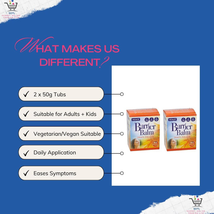 ® 2X Nuage Hayfever & Allergen Barrier Balm Traps Pollen Adults Children Vegan Vegetarian Friendly Aloe Vera Extract