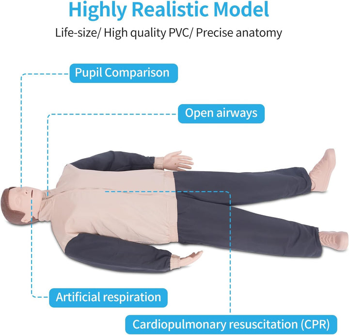 CPR Training Manikin - Life Size Full Body Adult CPR Training Mannequin, CPR Training Dummy for First Aid Education and Medical Teaching