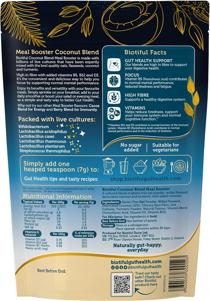 Gut Health, Super Food, Meal Booster, 34 Billion Probiotics, Prebiotic Fibre, Source of Vitamins D3 B5 B12, Greens Powder Alternative, Vegan Friendly, Gluten Free, Coconut & Turmeric, 30 Servings