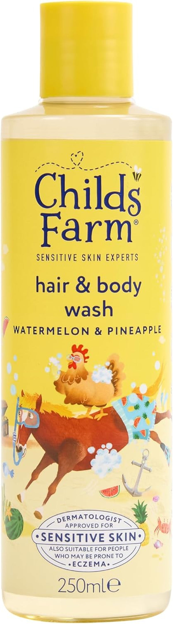 Kids Hair & Body Wash, Watermelon & Pineapple | Tear-Free, Gently Cleanses | Suitable for Dry, Sensitive Skin, 250Ml