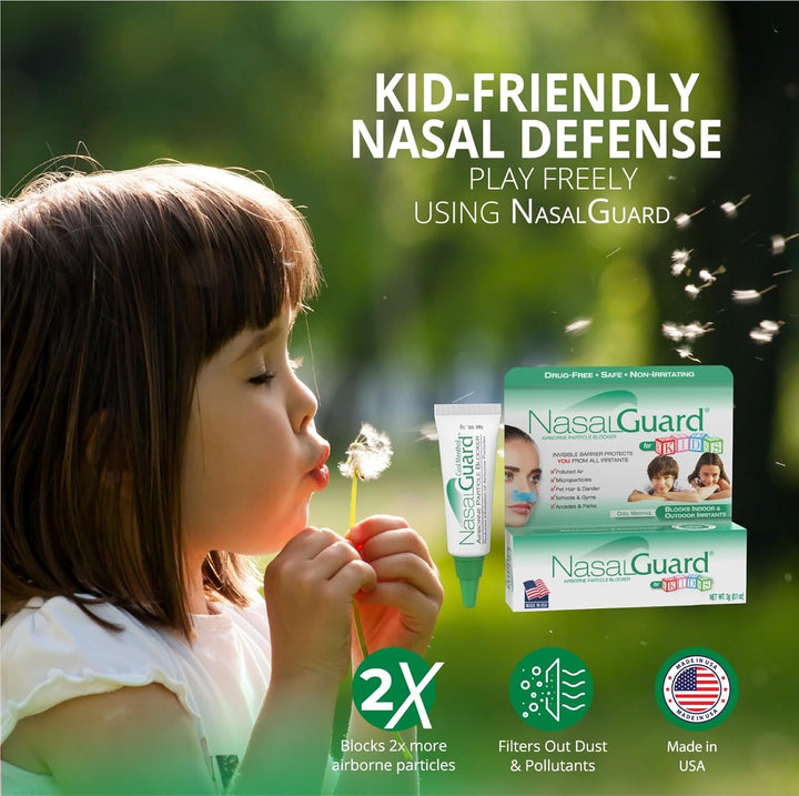 Allergy Relief & Allergen Blocker Nasal Gel for Kids - Dust, Pet Hair & Dander Blocker - Drug-Free, Safe for Kids, Non-Irritating, Moisturizing, Made in USA (0.1 Oz) Cool Menthol