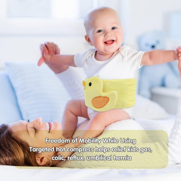 Baby Colic Relief, Reusable Heated Tummy Wrap for Newborns, Belly Relief by Soothing Warmth, Baby Heating Pad Swaddling Belt for Gas Relief, Upset Stomach, Baby Reflux - Yellow Duck