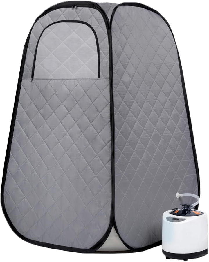 Portable Steam Sauna,Full Size Home Personal Sauna Steam Detox Room with 1000W&2.2L Steam Generator 9 Levels Remote Control, Folding Chair Waterproof Mat