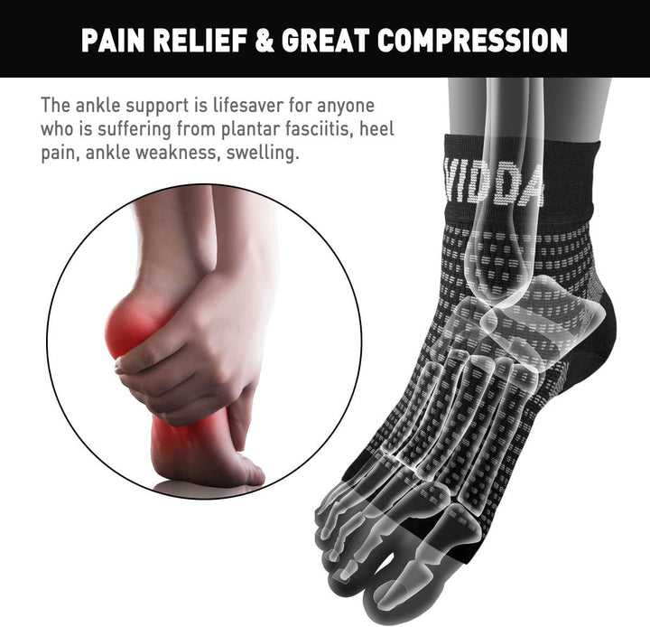 Plantar Fasciitis Socks 1 PAIR, Compression Foot Sleeves for Sport Arthritis Pain Relief, Ankle Support Brace for Men and Women Black M
