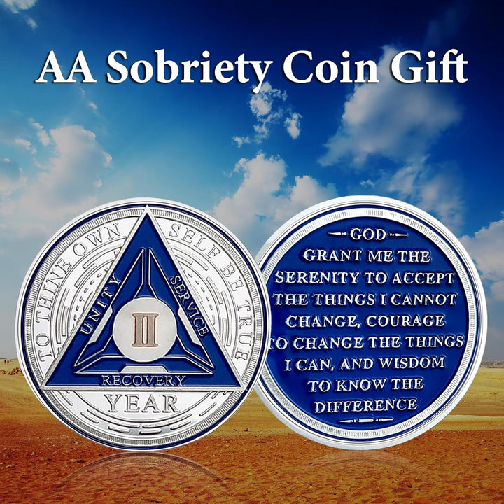 2 Year Sobriety Chip - Triplate AA Coin and Medallion Sobriety Coin Recovery Chips Sober Anniversary Token Sobriety Gifts Alcoholics Anonymous Recovery for Men Women