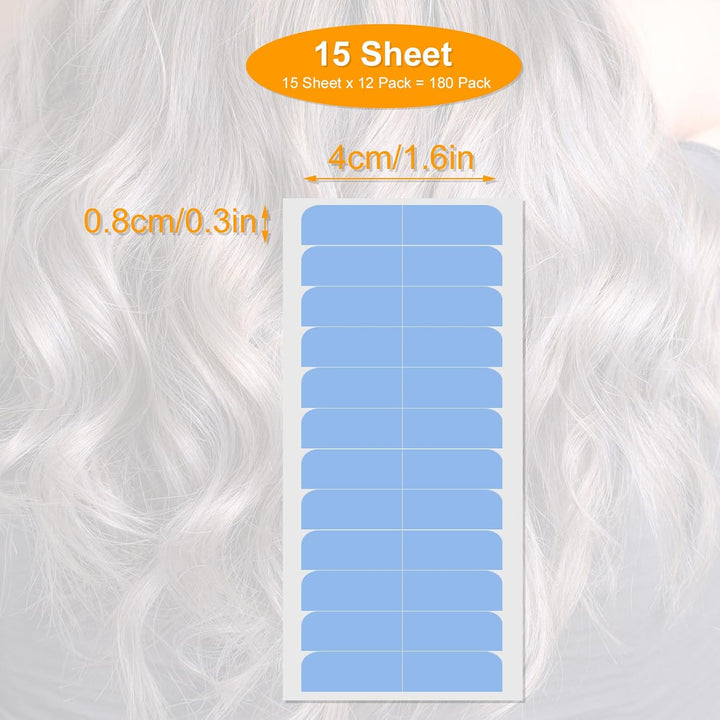 180 Pcs Hair Extension Tape Taps, Double Sided Adhesive Hair Extension Tape Replacement (Blue)