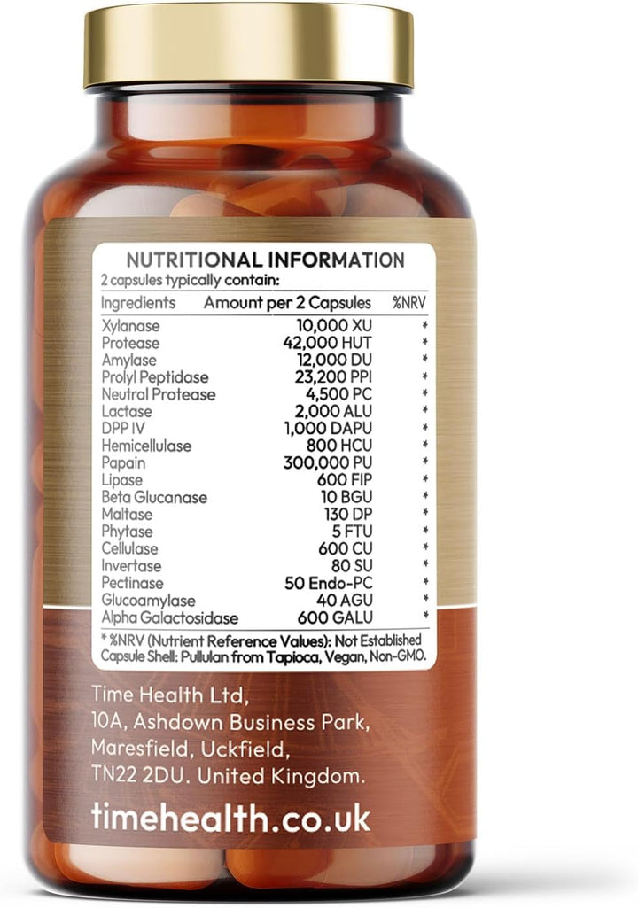 Digestive Enzymes - Comprehensive Food Intolerance Complex - Targets Multiple Intolerances Including Gluten, Lactose & Casein - UK Made - Zero Additives - 120 Capsules