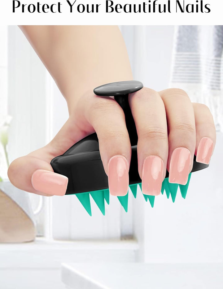 Scalp Massager Hair Growth, Shampoo Brush with Soft Silicone Bristles for Hair Care and Head Relaxation, Ergonomic Scalp for Women/Men/Pet-Black&Turquoise