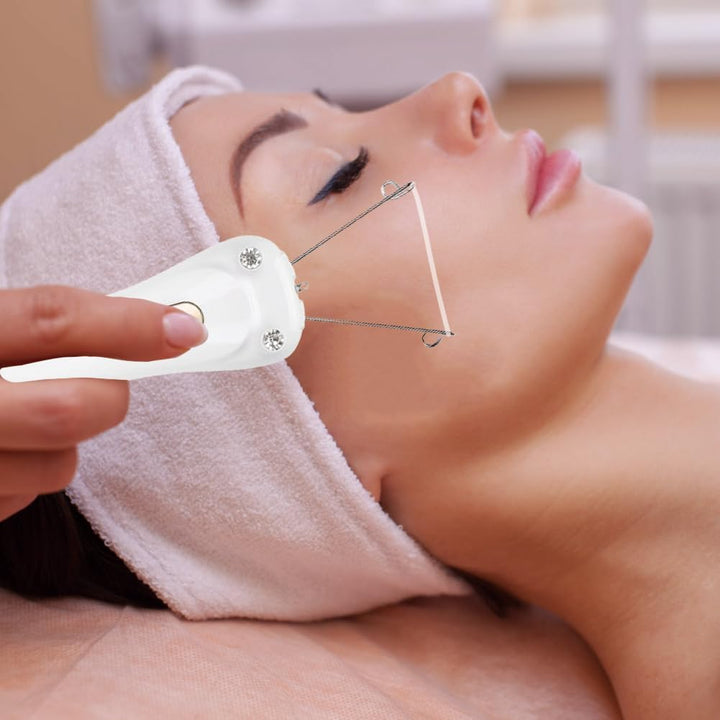 Electric Facial Hair Threader, Hair Removal Face Threading Machine USB Chargeable Cotton String Thread Lip Chin Cheek Arm Leg Body Epilator Depilation Woman Portable Device