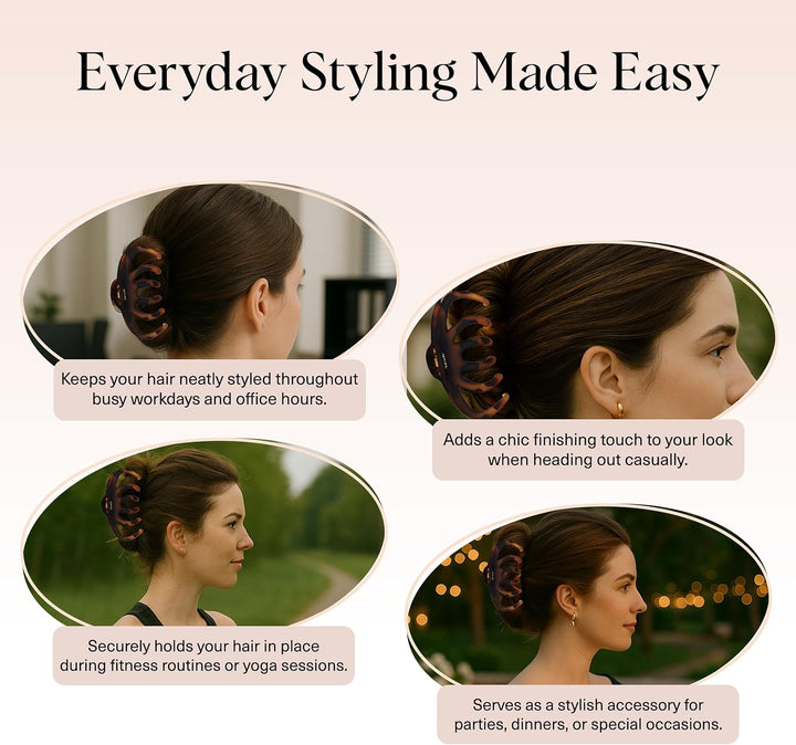 Hair Clip Octopus Style - Secure Hold Large Claw Clip, Hair Claw Clips for Thick Hair, Hair Accessories for Women, Hair Accessories for Girls, Hair Clips for Women, Black & Tortoise, 2Pcs