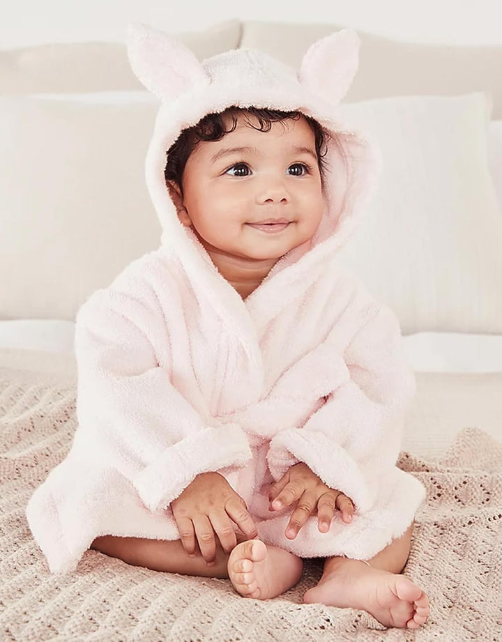 Baby Dressing Gown – Soft & Cozy Hooded Towel Dressing Gown for Babies & Toddlers – Polyester Baby Bathrobe – Newborn Essentials for Bath Time & Everyday Comfort