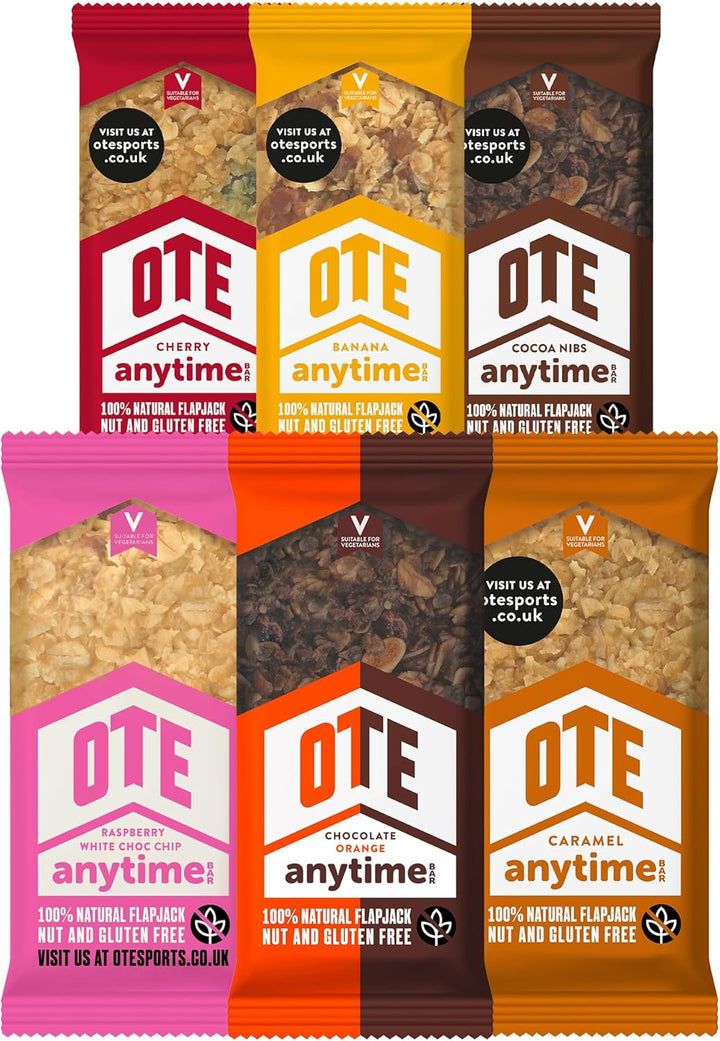 Anytime Bars - Energy Bars for Cycling - Cycling Nutrition Bars - Nut Free Snacks for Running - Endurance Flapjack Bars - Box of 16 X 62G