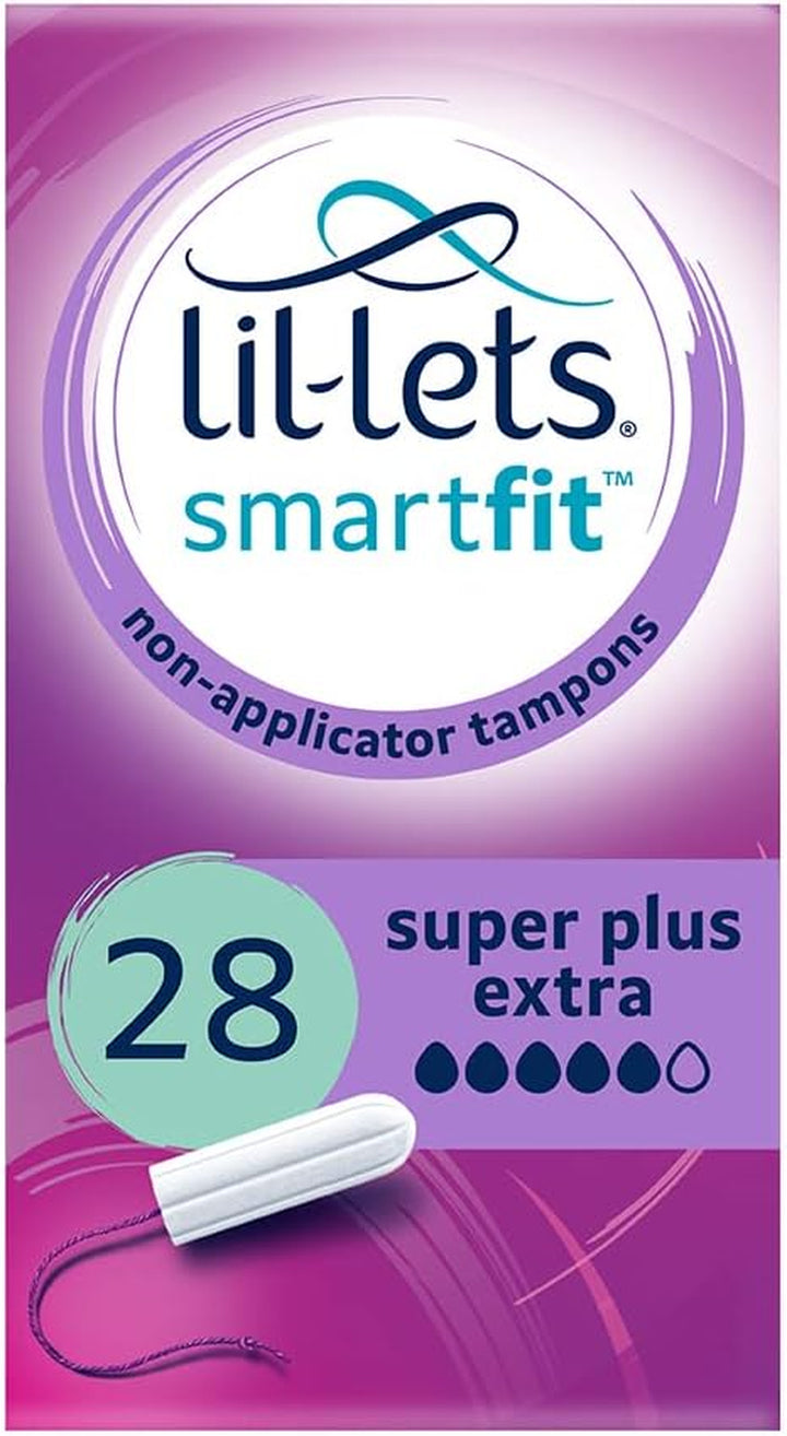 Non-Applicator Super Tampons, 32 Count (Pack of 1), for Medium to Heavy Flow, 3 Droplets, Plant-Based, Smartfit™ Non-App Tampon