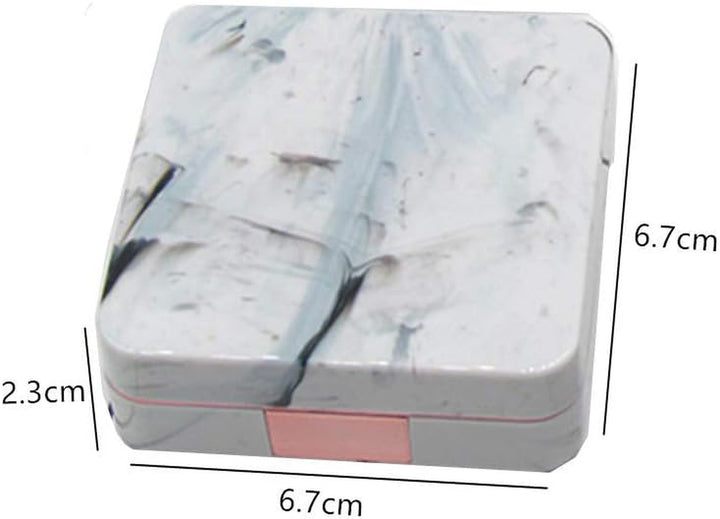 Marble Contact Lens Case - Travel Mini Companion Box with Portable Invisible Mirror (Marble Series Rose Gold)