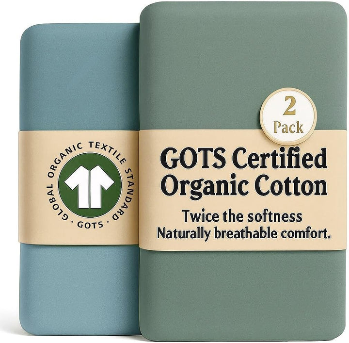 Organic Snuzpod 4 Compatible Crib Sheets - Thickest & Softest 2000GSM GOTS 100% Organic Cotton – Set of 2 Snuzpod Fitted Sheets – Snuzpod 4 Fitted Sheet 40 X 75.5 – Premium Snuzpod Mattress Bedding