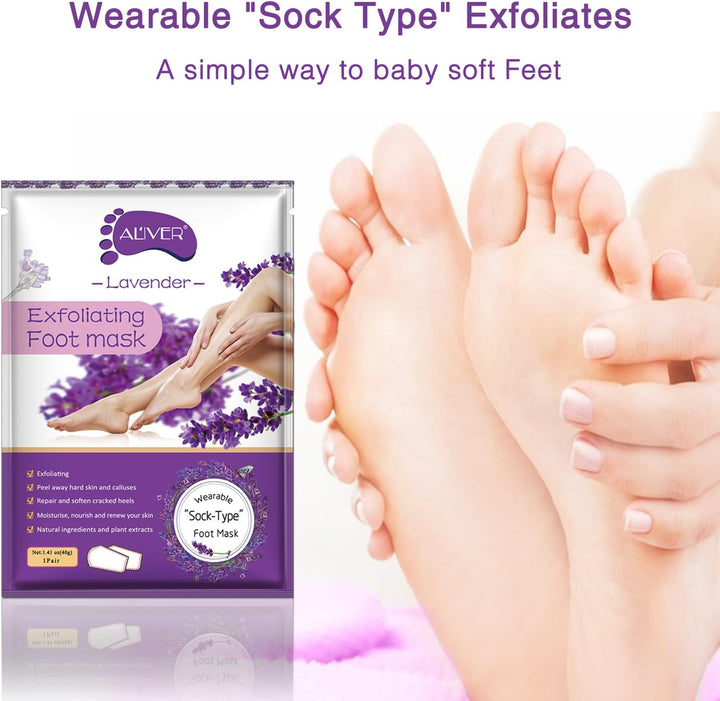 Foot Peel Mask 2 Pack, Callus Remover & Exfoliating Foot Mask for Men & Women, Baby Soft Smooth Touch Feet - Lavender