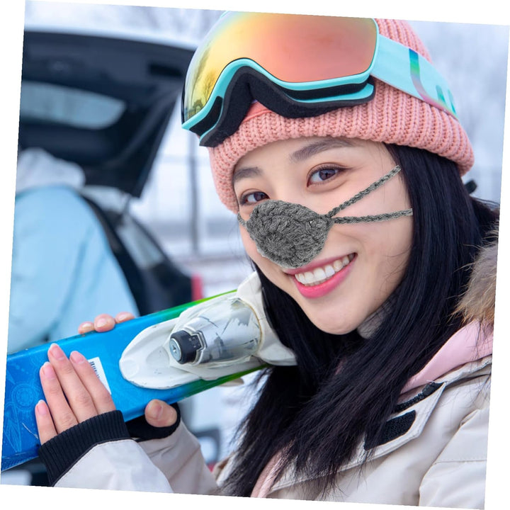 Grey Nose Warmer Wool Weaving Breathable Mask Unisex Nose Antifreeze Cover for Winter Cold Weather Protection