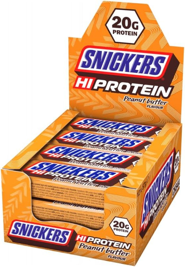 Hi Protein Peanut Butter Flavour Bar (12 X 57G) High Protein Snack with Caramel, Peanuts and Mild Chocolate - Contain 20G Protein