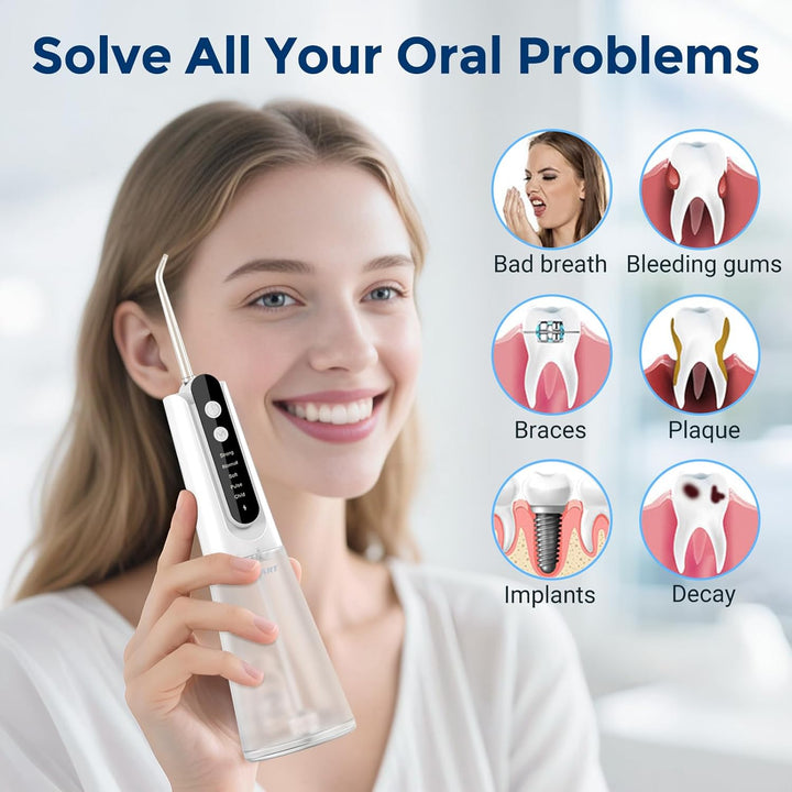 Water Flosser for Teeth: Portable Travel Flossers Set for Teeth Cleaning with 5 Modes, Cordless Dental Electric Flosser for Oral Care, Rechargeable Floss DIY Mode IPX7 Waterproof