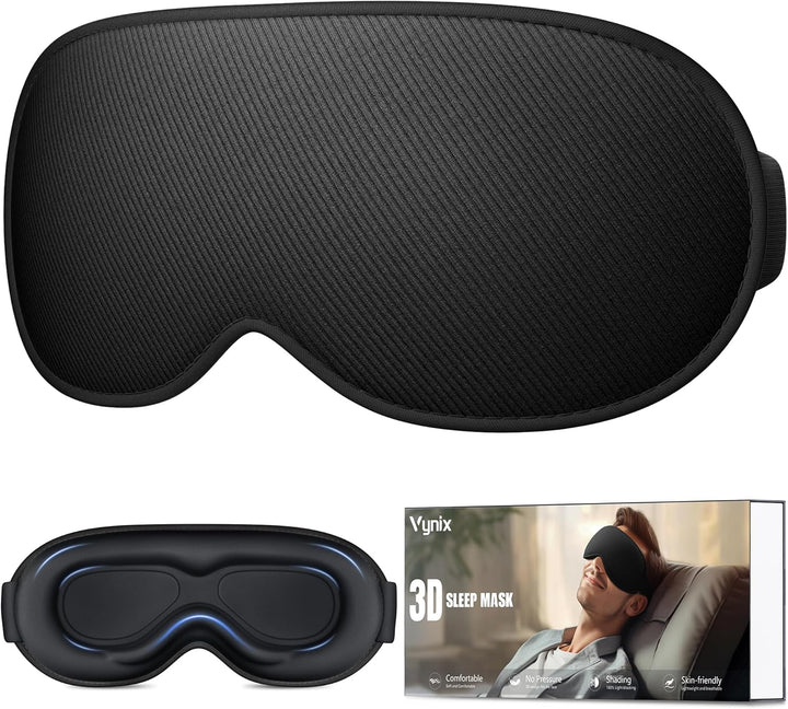 100% Blackout Eye Mask for Sleeping - 3D Deep Contoured Sleep Mask for Men Women - Soft Comfortable Sleeping Mask - Adjustable Eyemask Black Out Night Masks for Travel Nap Yoga - Grey