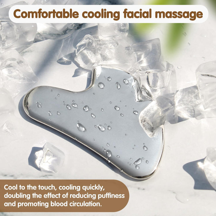 Stainless Steel Gua Sha Facial Tools - Face Massage Tools - Smooth Durable Metal Guasha Tool for Face Body Reduce Puffiness - Massage Scraper Heart Shape Gift (Silver)