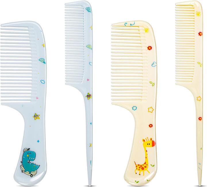 4 Pcs Girls Boys Hair Brush and Comb Set, Cute Styling Childrens Comb Hairbrushes Hairdressing Rat Tail Brush for Toddler Child'S Hair