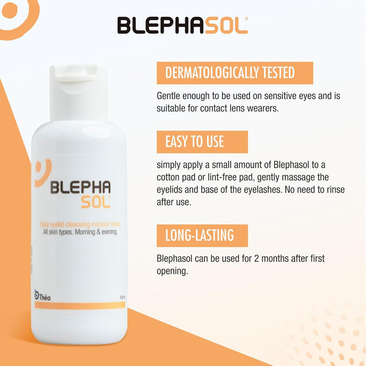 Blephasol Micellar Eyelid Cleansing Lotion | Gentle Removal of Dirt & Makeup | Suitable for Sensitive Skin/Eyelids | Perfume & Alcohol-Free | 2 PACK | 2 X 100 Ml Bottle