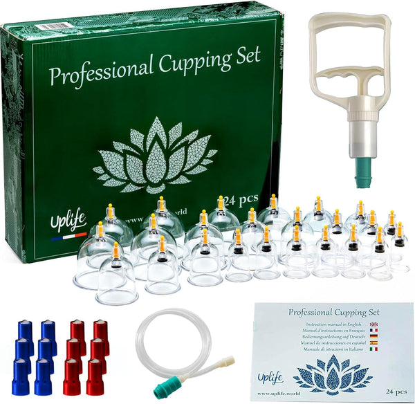 Cupping Therapy Set - 24 Suction Cups for Body, Muscle, Neck and Back Pain Relief - anti Cellulite Massage Hijama Kit