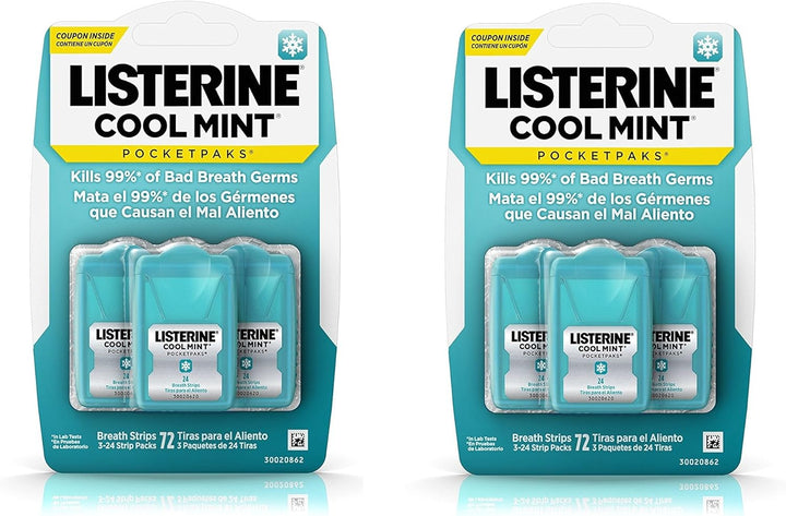 Cool Mint Pocketpaks Breath Strips, Oral Dissolving Breath Freshener Strips Kill 99% of Germs That Cause Bad Breath, Portable for On-The-Go, Refreshing Mint Flavor, 24-Strip Pack (12 Pack)