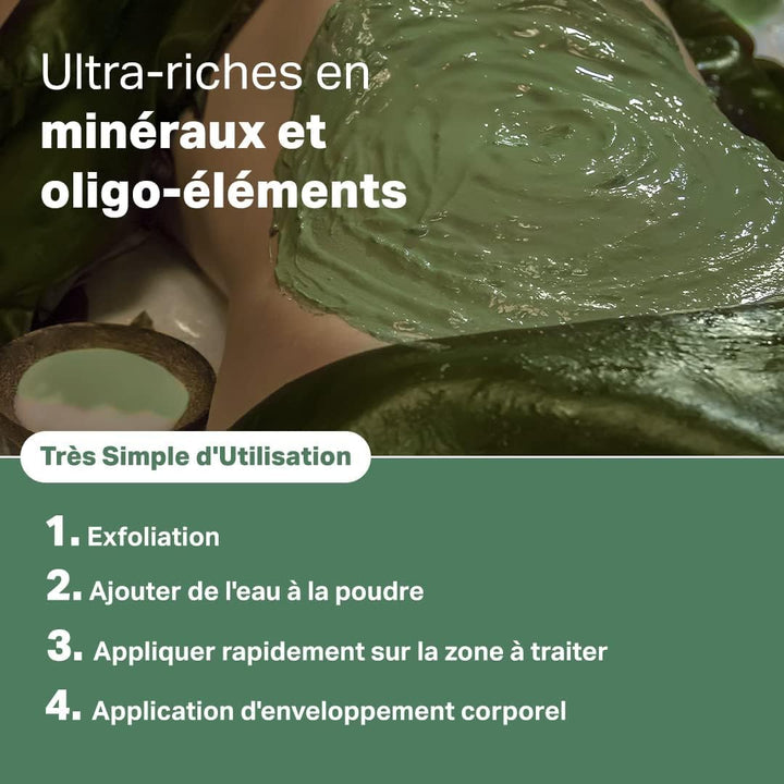 Inch-Loss Green French Clay & Seaweed Wrap - Bucket 1500 G ● Powder Body Mud Wrap ● Detox, Slimming and Anticellulite Body Wrap ● Tummy Waist Mud in Powder ● SPA and Professional Treatment