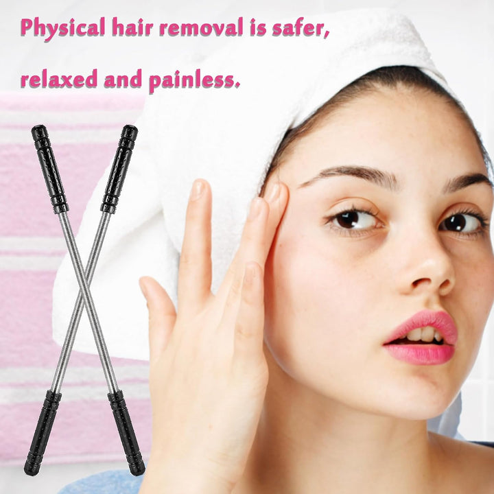 2 Pieces Black Facial Hair Remover Quick Hair Removal Epilator Tool,Facial Hair Remover Manual Epilator Spring Face Hair Roller Threading Epilator Tools for Face Hair Removing Tool