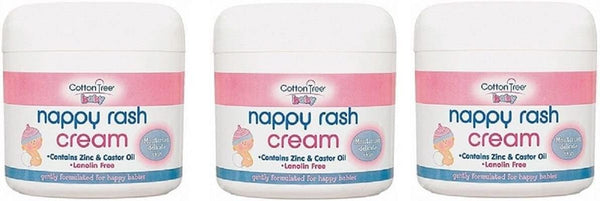 3 X Nauge Nappy Rash Cream Zinc & Castor Oil 200Ml Lanolin Free ( Formerly Cotton Tree)
