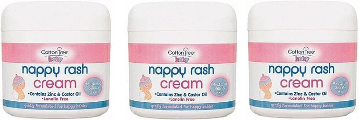3 X Nauge Nappy Rash Cream Zinc & Castor Oil 200Ml Lanolin Free ( Formerly Cotton Tree)