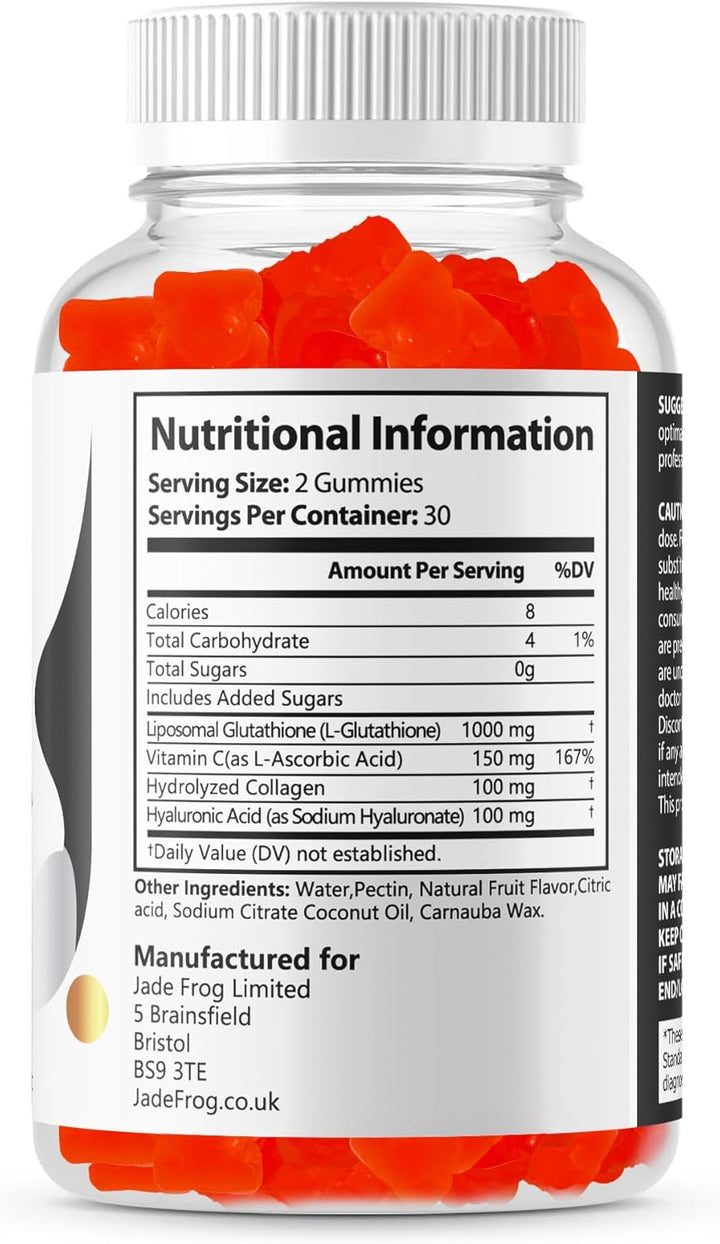 Liposomal Glutathione Gummies, 1350Mg, Reduced, Strawberry Flavour, 60 Gummies, 30 Day Supply, Vegan, Non-Gmo
