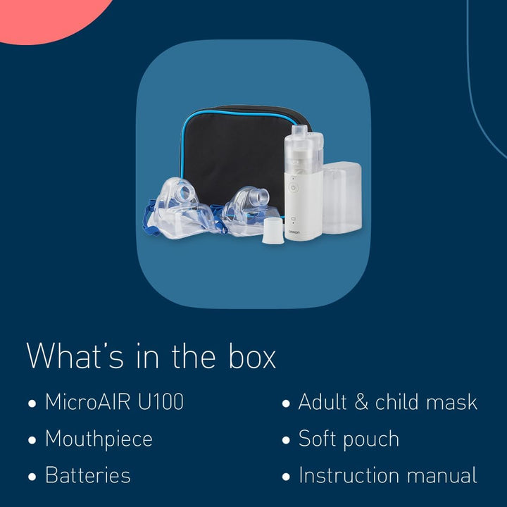 Microair U100 Portable Nebuliser – Compact, Silent Nebuliser Machine for Adults, Effective for Respiratory Conditions from Cold to Asthma