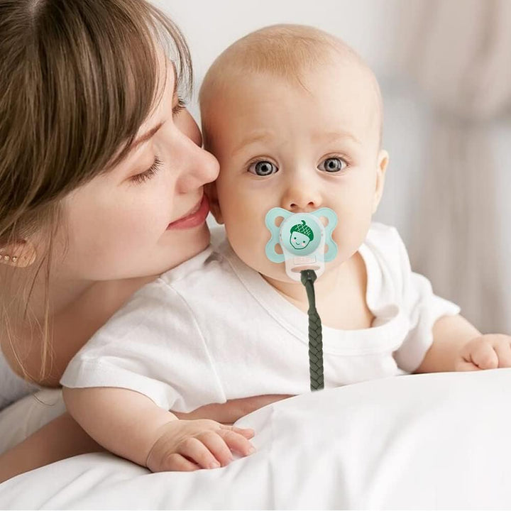 Dummy Clips Baby Pacifier Chain, 4 Pcs Baby Dummy Pacifier Chain with 4Pcs Clip Adapter, Silicone Ring Adapter, Soother Chain Holder Straps Teething Clips for Baby Teething Toys