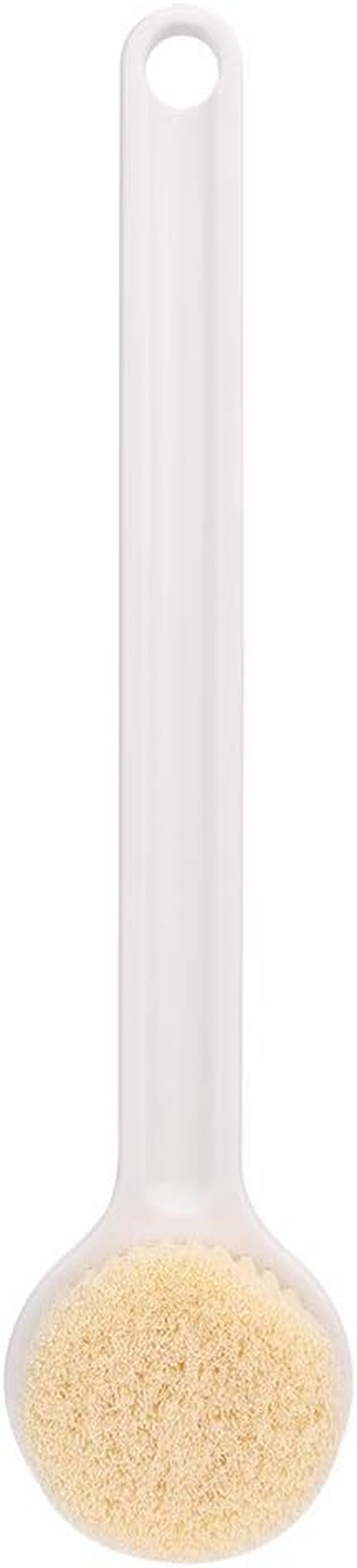Long Handle Soft Hair Bath Brush for Deep, Exfoliating Body Scrubber & Shower Brush – Ergonomic Design for Comfort and Ease (White)