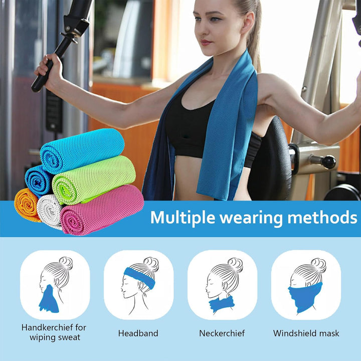 6 Pack Cooling Towels, Soft Cooling Gym Towels, Coo-Ling Neck Tow-Els Rags for Neck and Face, Ice Sports Towel, Cool-Ing Ne-Ck Wraps Sweat Towel for Sports,Gym,Yoga,Workout,Running,Camping
