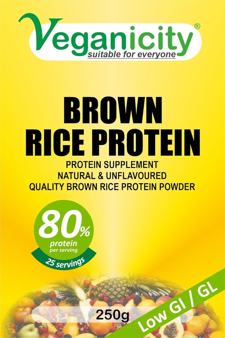 Brown Rice Protein Powder : Natural and Unflavoured 80% Protein Powder - 250G, in a Recyclable Pouch