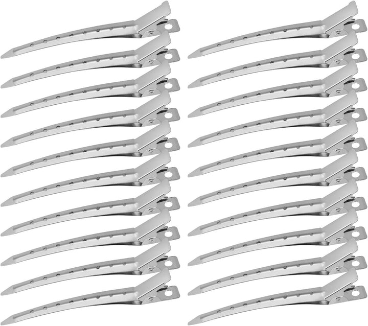 Duck Bill Hair Clips 24 PCS, Rustproof Metal Alligator Curl Clips, Pin Curl Clips, Silver Metal Hair Styling Clips for Sectioning, Curls & Extensions DIY Accessories (3.50 Inch)