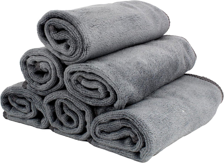 Premium Microfibre Face Cloths/Flannels/Washcloths - Pack of 6-30X30Cm - 300GSM : Super Soft, Extra Thick & Highly Absorbent : Sensitive Skin, Makeup Removal & Facial Cleansing (Grey)