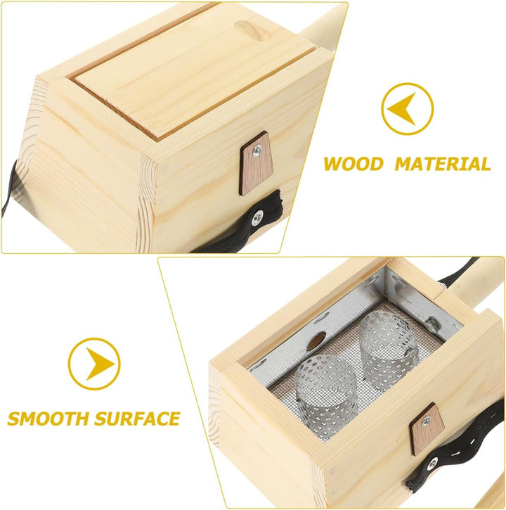 Wooden Moxibustion Box with Handle - Dual Column Moxa Holder for Home Use, Promotes Circulation and Disperses Cold, Ideal for Health Centers and Beauty Clubs (17X13X9.5Cm)