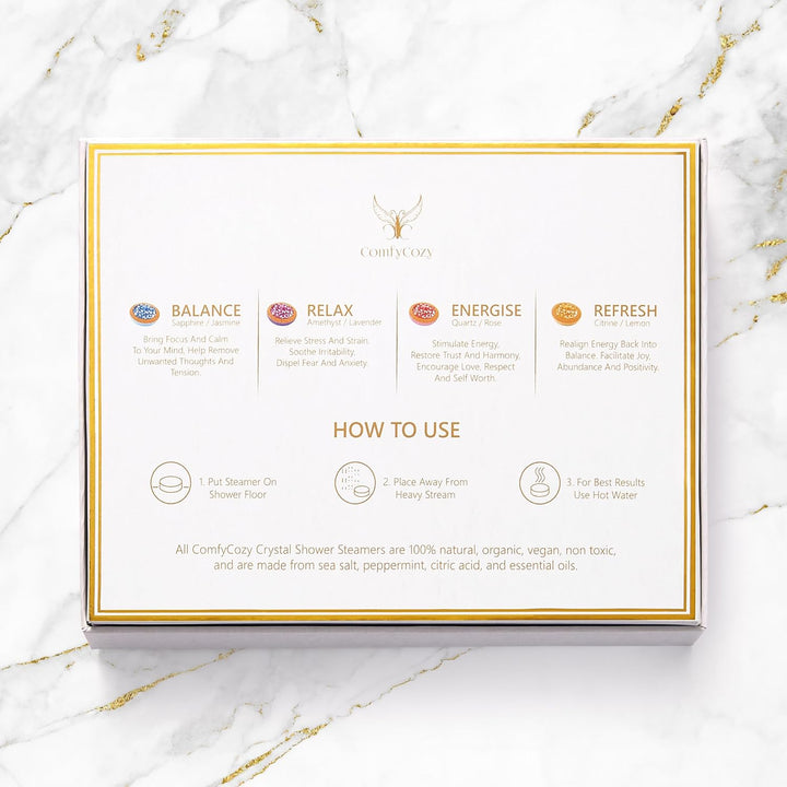 Crystal Shower Steamers Luxury Gift Set | Bath Relaxation Beauty Self Care Present | Vegan Organic Shower Bombs, 8X45G