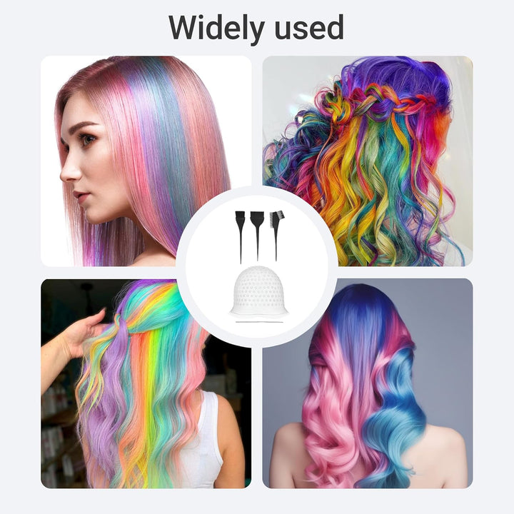 5PCS Highlighting Cap Highlight Cap and Hook Kit Hair Highlighting Kit Professional Silicone Reusable Kit for Color Hair Salon Hairdressing Dyeing Staining Tools for Women Men(With Punch Holes)