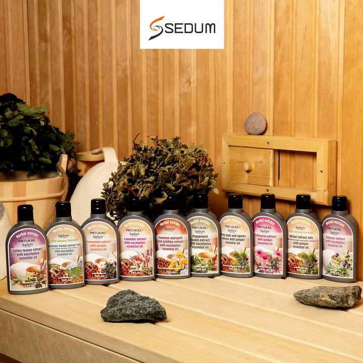 Natural Herbal Extract for Sauna, Massage, Broom Soaking - Sauna Infusion with Peppermint Leaves Extract with Eucalyptus Essential Oil, Honey and Iodine Salt - 240Ml